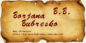 Borjana Bubreško vizit kartica